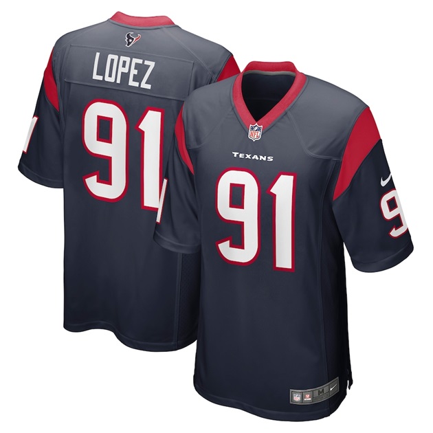 mens nike roy lopez navy houston texans player game jersey